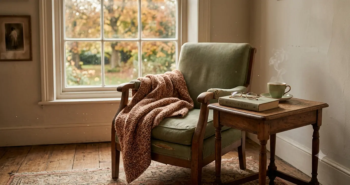 A warm, softly lit image evoking a grandparent's home and memory